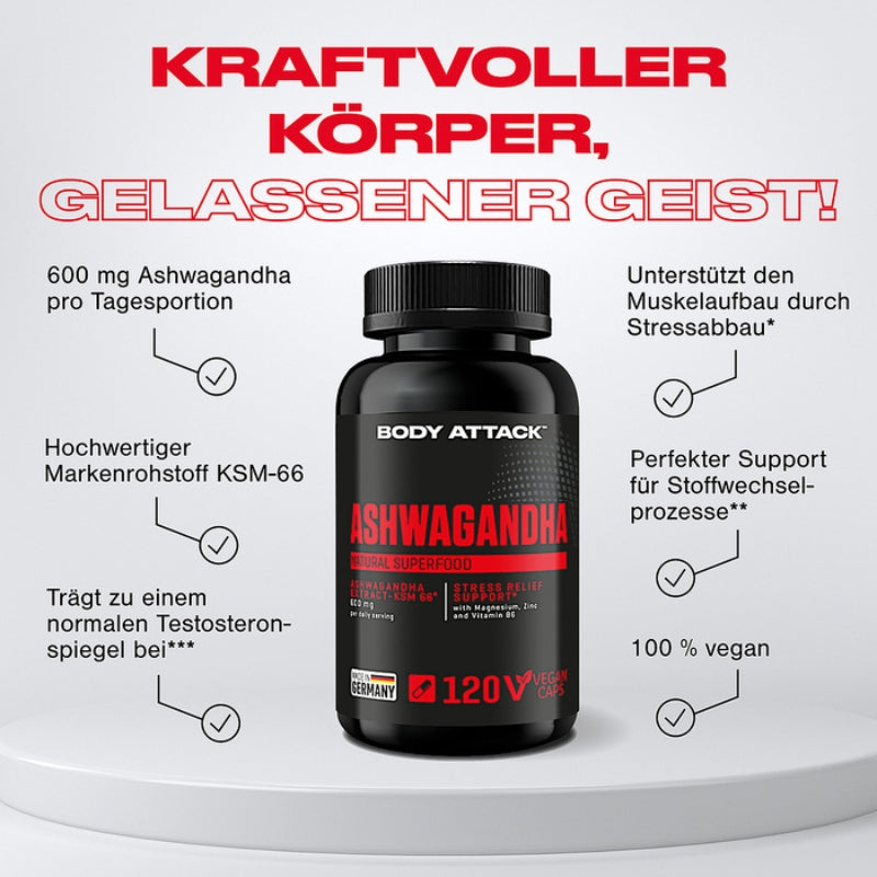Body Attack Ashwagandha, 120 Kapseln