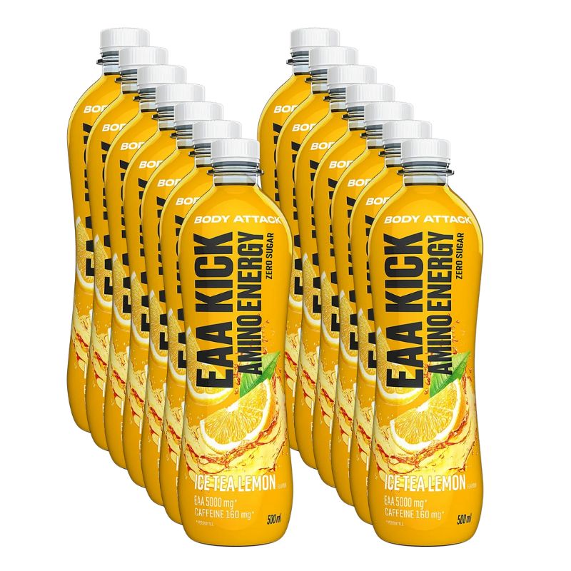 Body Attack EAA KICK Amino Energy (inkl. 0,25 Pfand) 12 x 500 ml Ice Tea Lemon