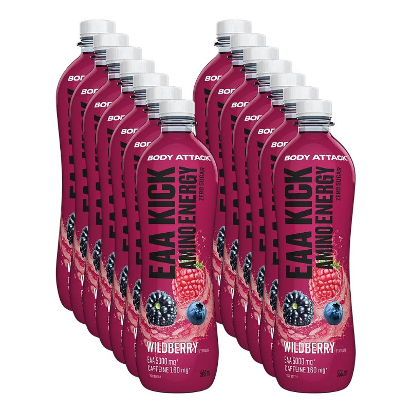 Body Attack EAA KICK Amino Energy (inkl. 0,25 Pfand) 12 x 500 ml Wildberry