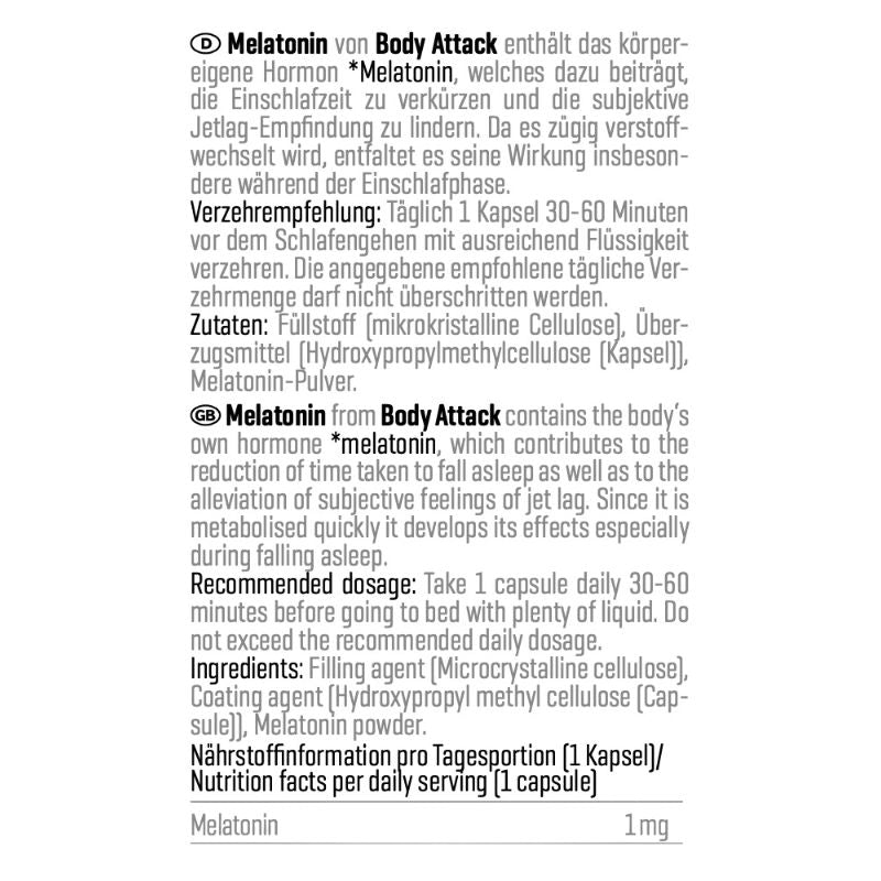 Body Attack Melatonin 60 Kapseln