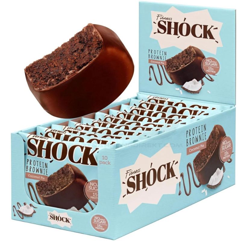 Fitness SHOCK® Protein Brownie 10 x 50g BOX Coconut Pie