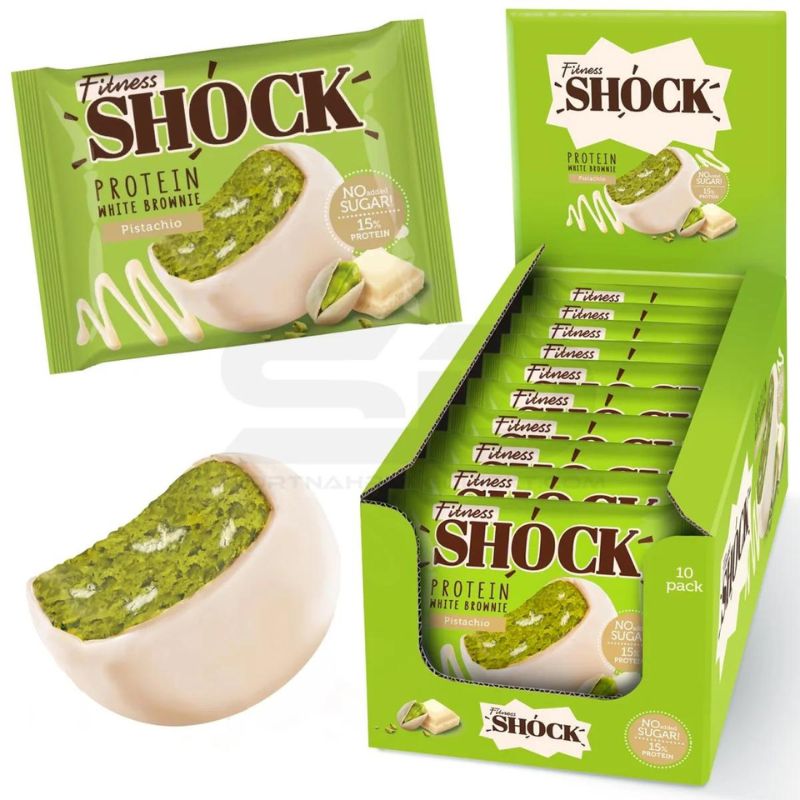 Fitness SHOCK® Protein Brownie 50 g Pistazie & Weisse Schokolade