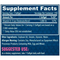 Haya Labs Vitamin D3 - 1000 IU - 250 Softgels – Bild 2