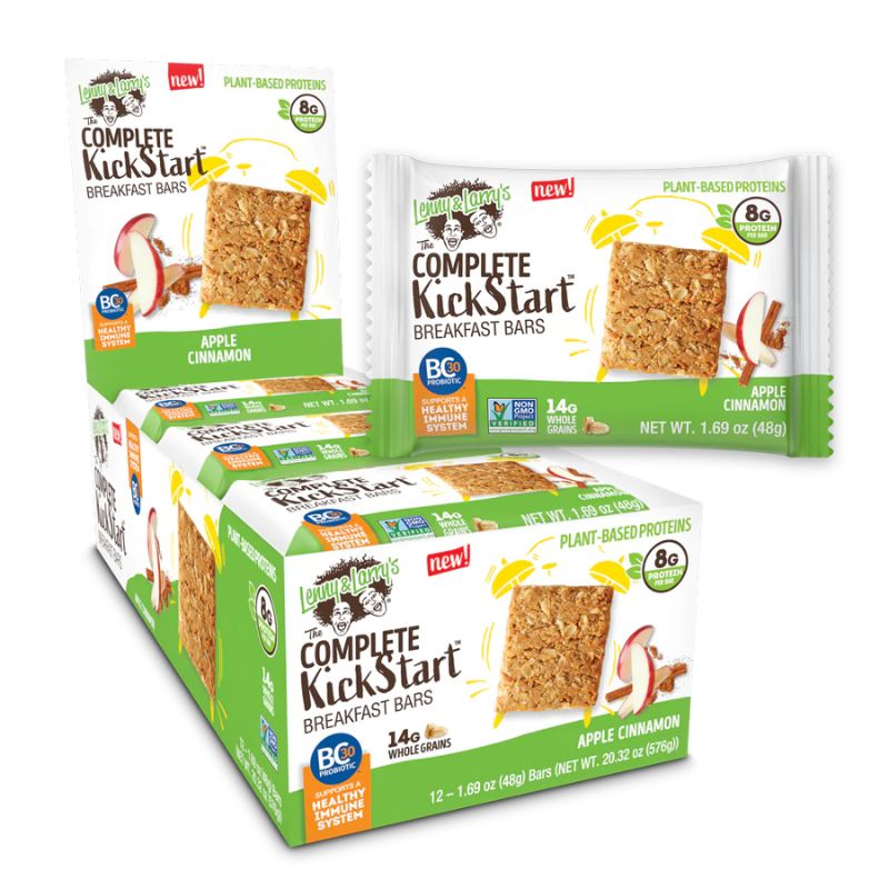 Lenny & Larrys The Complete Kickstart - Breakfast Bars 12 x 48g BOX Apple Cinnamon