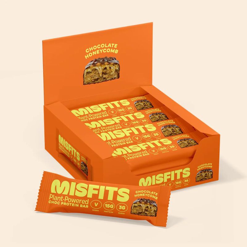 Misfits Vegan Protein Bar 12x45g BOX Chocolate Honeycomb