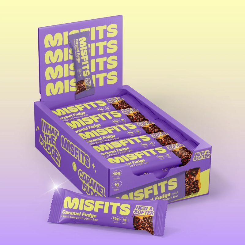 Misfits Vegan Soft Protein Bar 50g Riegel Caramel Fudge