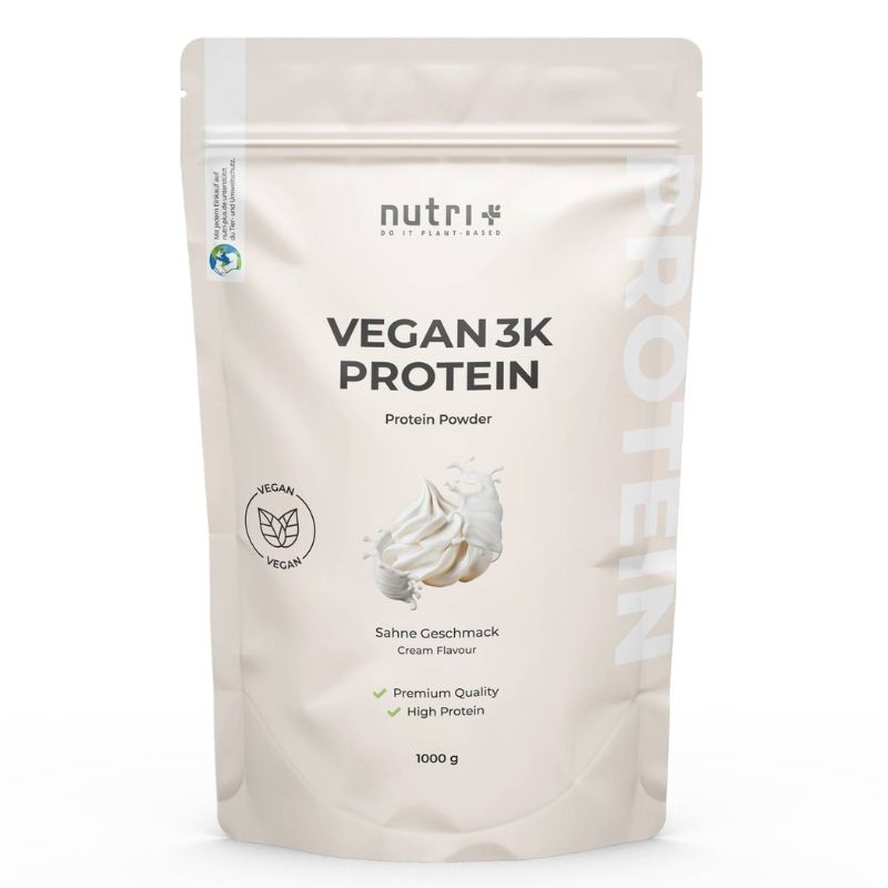 Nutri-Plus Vegan 3K Proteinpulver Sahne Protein