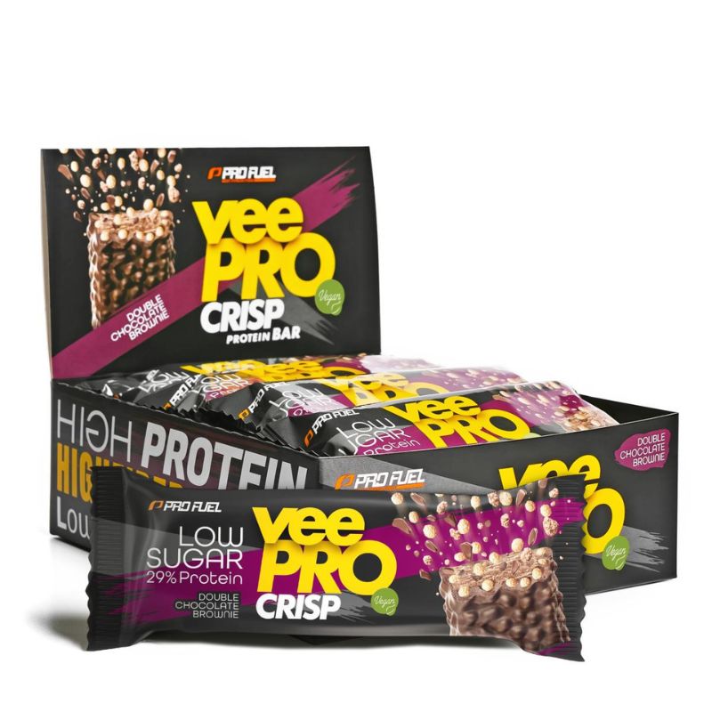 Profuel veePRO CRISP veganer Proteinriegel 12 x 70g BOX Double Chocolate Brownie (MHD 23/09/24)