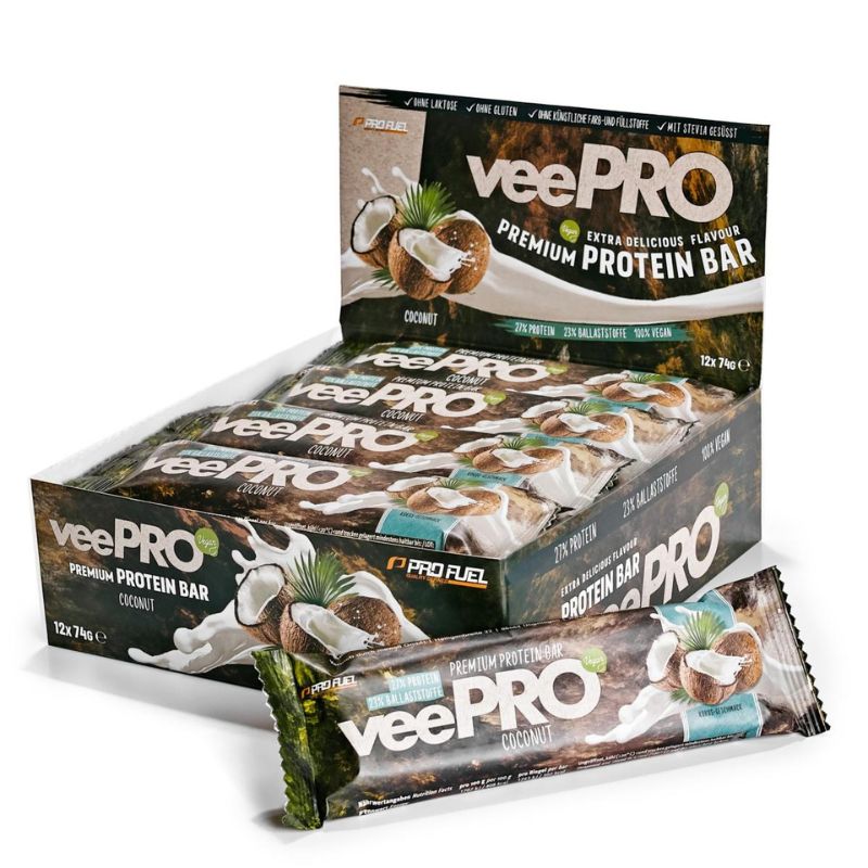 Profuel veePRO vegan Proteinriegel 12 x 74g BOX Coconut