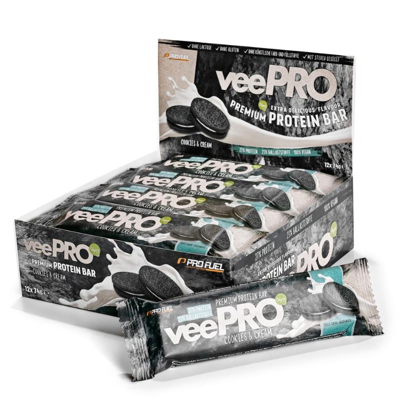 Profuel veePRO vegan Proteinriegel 12 x 74g BOX Cookies & Cream