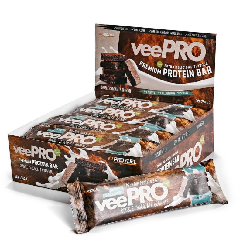 Profuel veePRO vegan Proteinriegel 12 x 74g BOX Double Choco Brownie