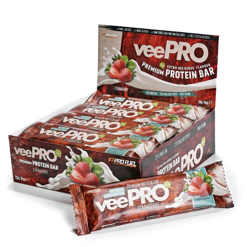 Profuel veePRO vegan Proteinriegel 12 x 74g BOX Strawberry