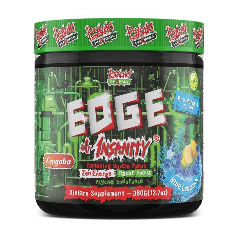 Psycho Pharma Edge of Insanity Pre-Workout, 350g Blue Lemonade