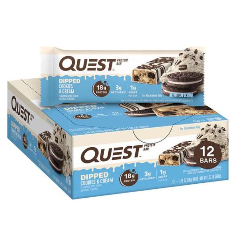 Quest Bar Dipped Proteinriegel 12 x 50g Box Cookies & Cream