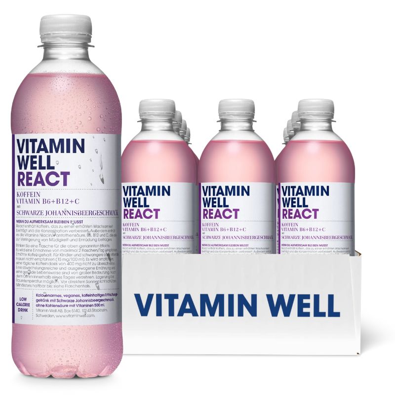 VITAMIN WELL REACT Schwarze Johannisbeere 500ml 12x500ml