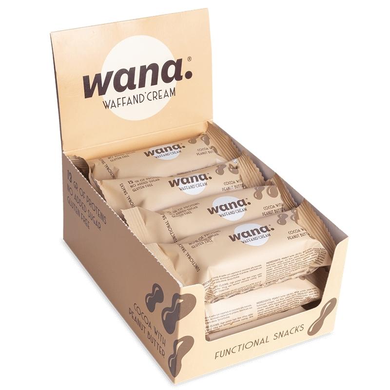 WaNa Protein-Riegel Waff'and Cream BOX  | 12x43g Nougat-Schokolade mit Erdnussbutter-Füllung
