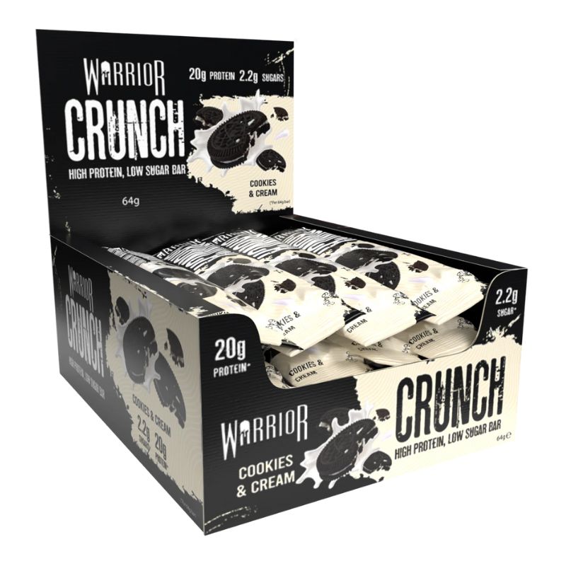 Warrior Protein Crunch Bar (64g) 12 x 64g BOX Cookies & Cream