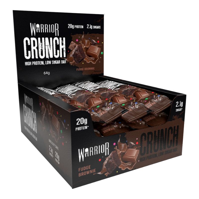 Warrior Protein Crunch Bar (64g) 12 x 64g BOX Fudge Brownie