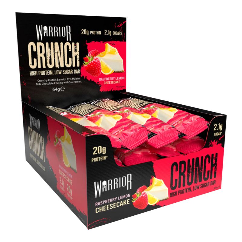 Warrior Protein Crunch Bar (64g) 12 x 64g BOX Raspberry Lemon Cheesecake