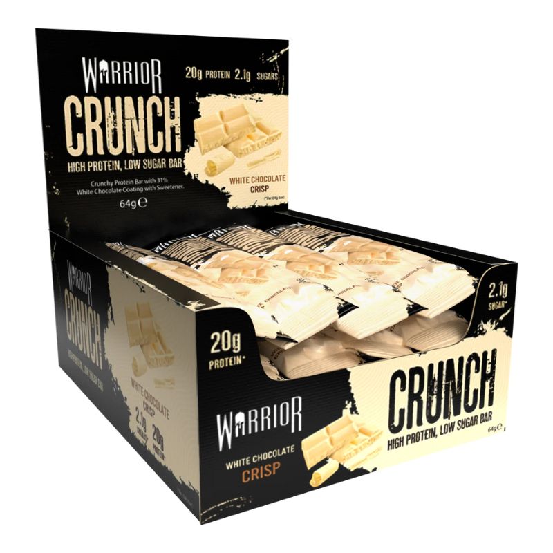 Warrior Protein Crunch Bar (64g) 12 x 64g BOX White Chocolate Crisp