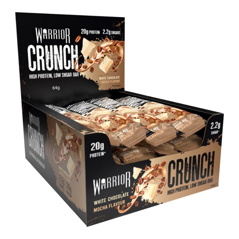 Warrior Protein Crunch Bar (64g) 12 x 64g BOX White Chocolate Mocha