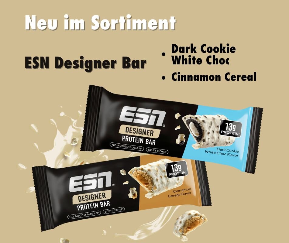 ESN Designer Bar Dark Cookie White Chocolate, Cinnamon Cereal