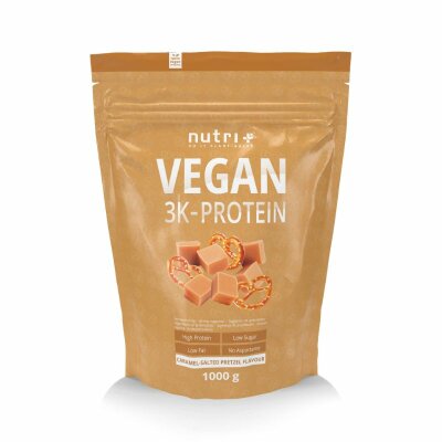 Nutri-Plus Vegan 3K Proteinpulver Caramel-Salted Pretzel