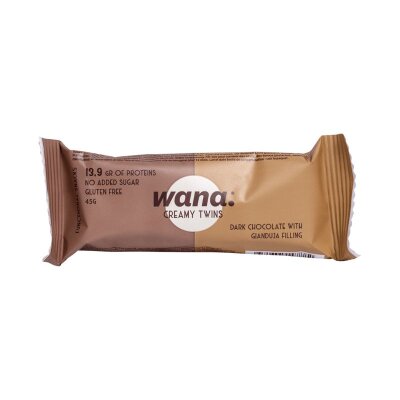 Wana Bars Creamy Twins 45g Riegel Dark Chocolate & Gianduja Filling