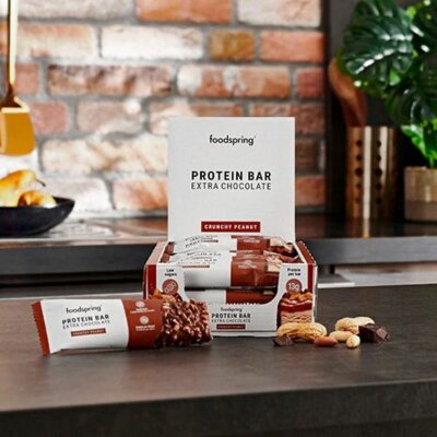 Foodspring Protein Bar Extra Chocolate 45g Riegel Crunchy Peanut