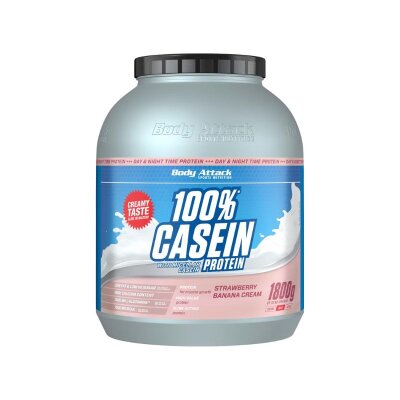 Body Attack 100% Casein Protein 1800 g-Strawberry Banana SALE  wg. MHD 11/2024